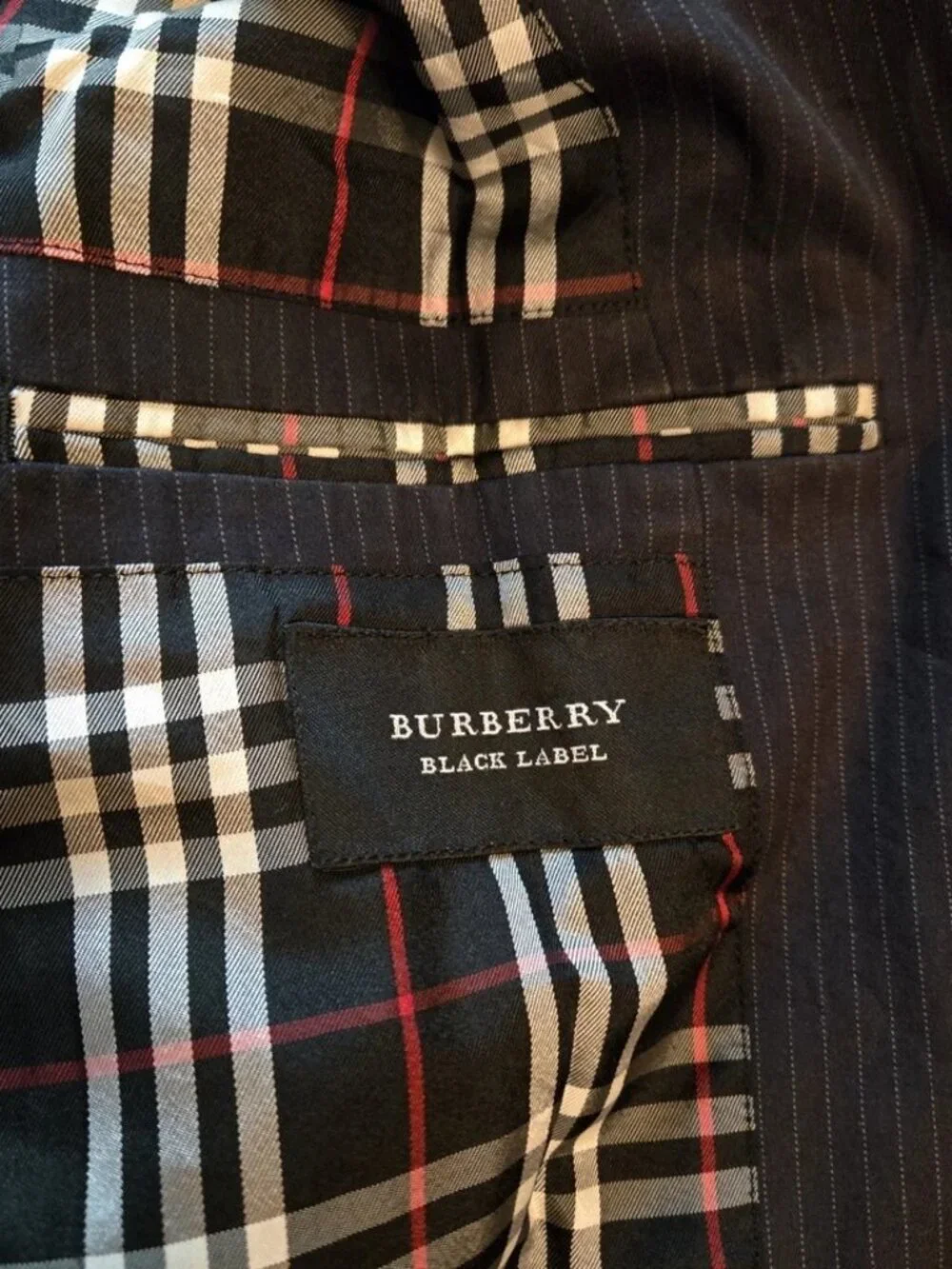VTG Burberry Black Label Sport Coat Blazer 2B Pinstripe Plaid Lining 38L